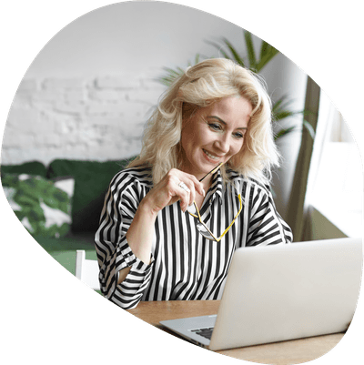 Happy woman on laptop